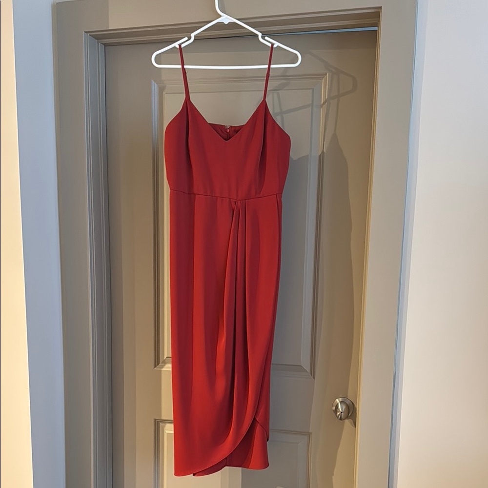 Elegant Red Spaghetti Strap Dress